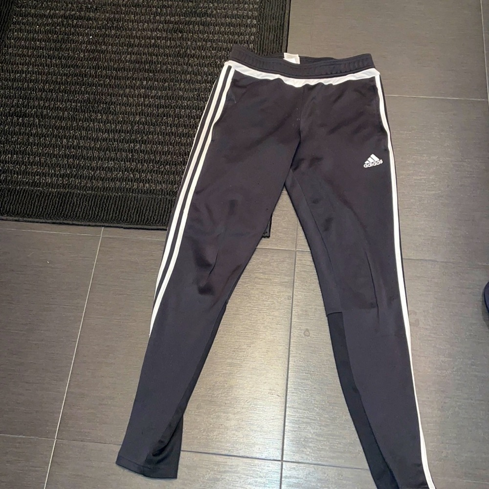 size small black adidas soccer joggers